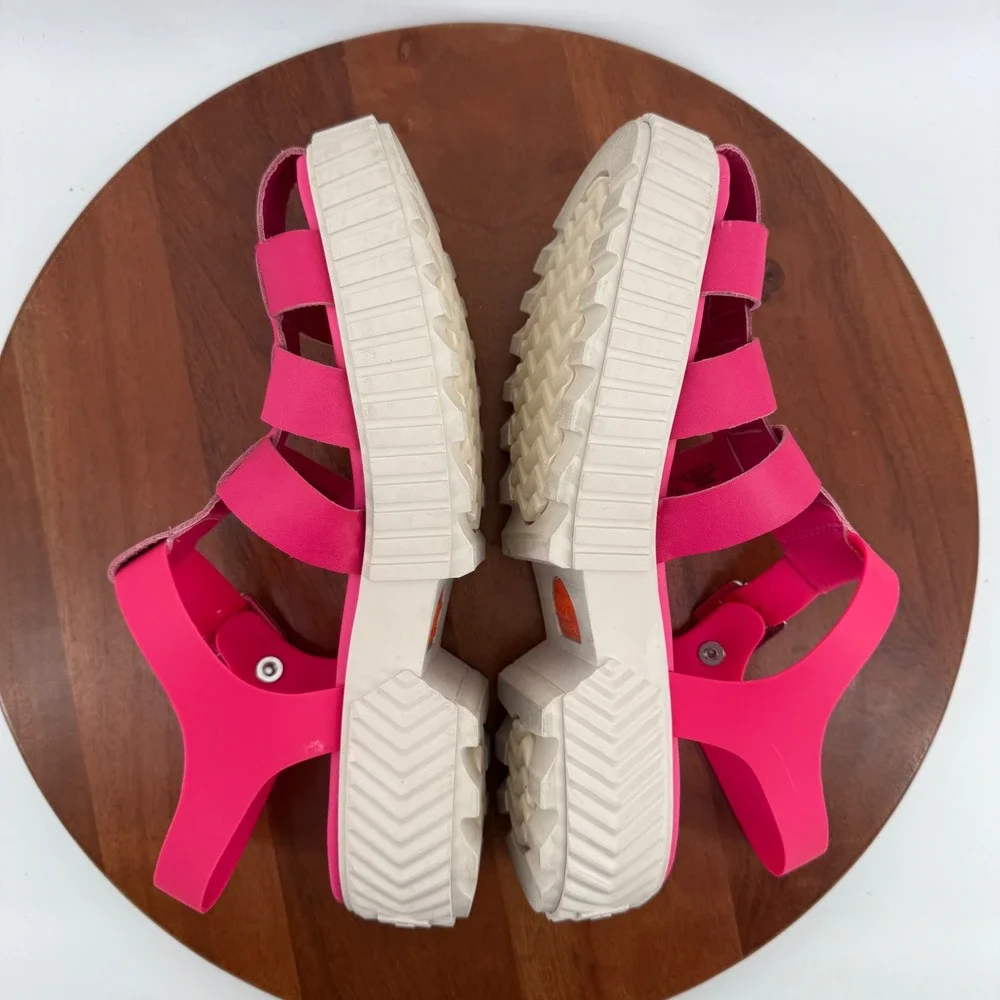 SOREL ONA Streetworks Fisherman Mid Gladiator Sandal  Pink Platform Women 12